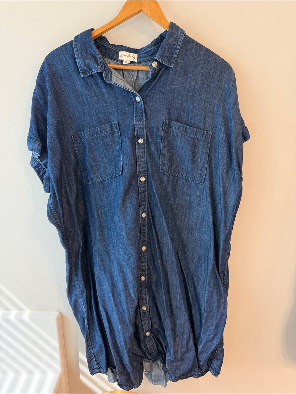 Washed Indigo Button-Down Denim Dress